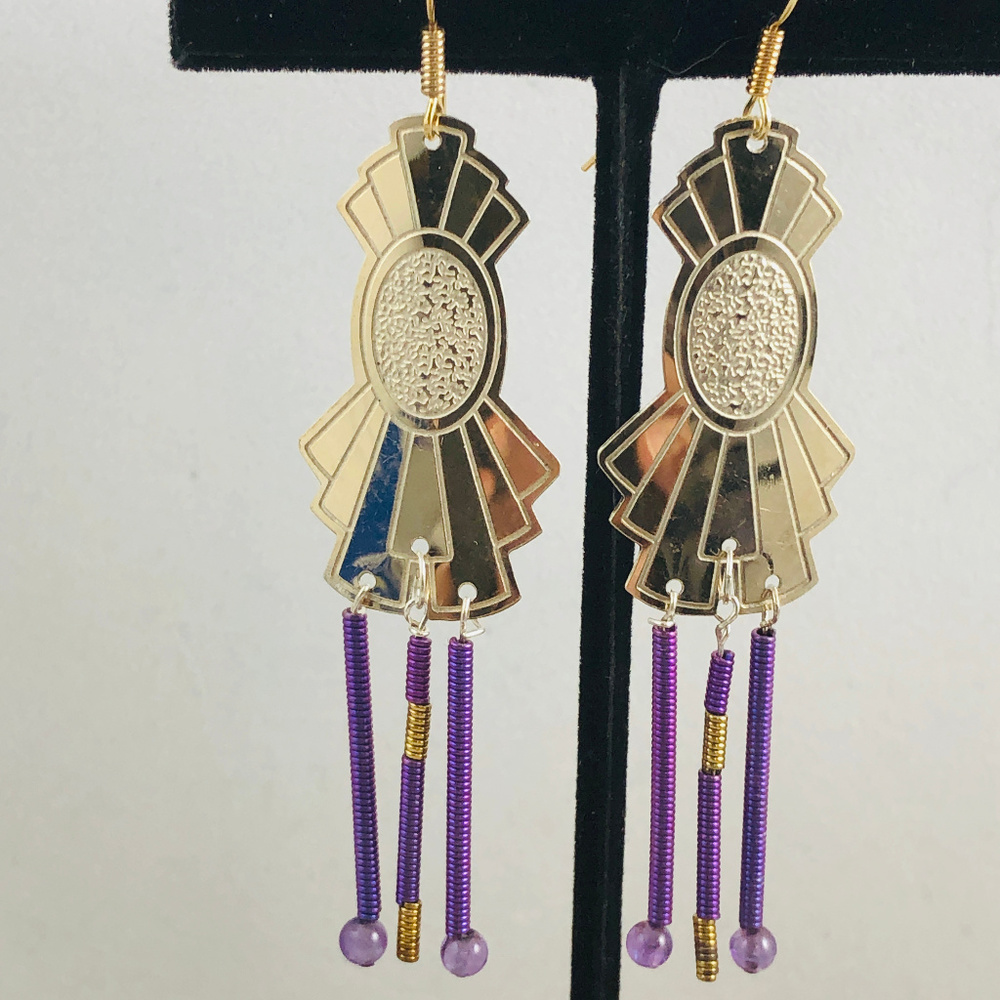 Vintage Southwest Fan Earrings Vermeil 925 silver